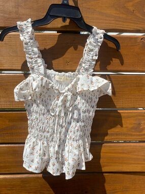 Floral Smocked ruffle tank Top